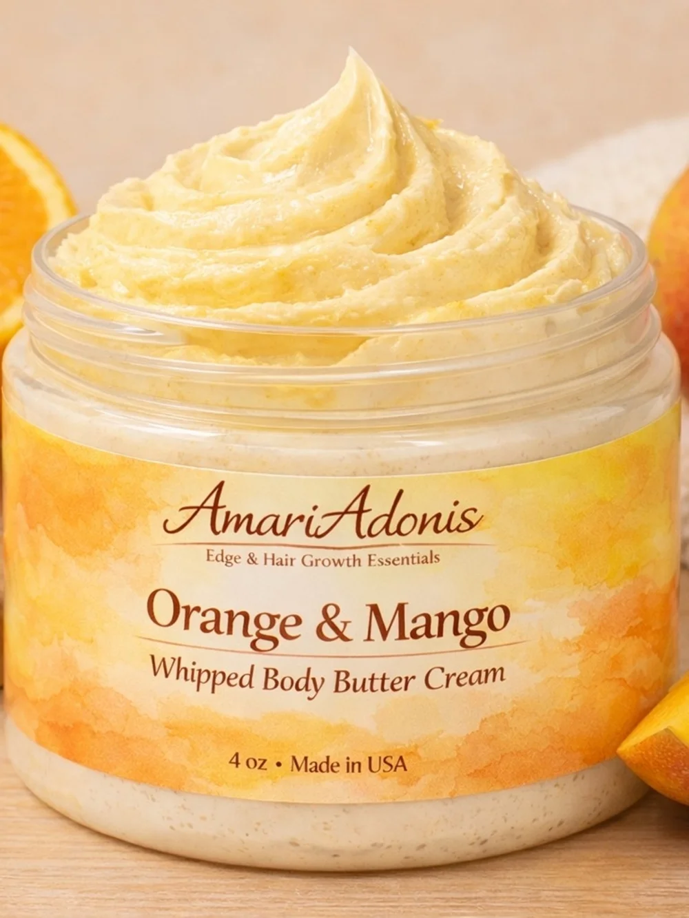 AmariAdonis Orange & Mango Whipped Body Butter Cream — Yellow 6oz